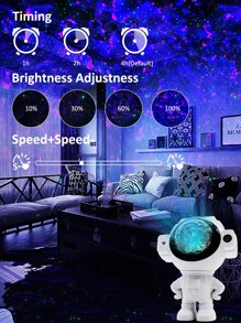 1pc LED Starry Sky Galaxy Projector Light With Music Player, Romantic Decorative Night Light For Home Bedroom Valentine's Day