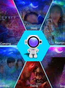 1pc LED Starry Sky Galaxy Projector Light With Music Player, Romantic Decorative Night Light For Home Bedroom Valentine's Day