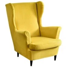 MIFXIN Wingback Chair Slipcover 2 Piece Set Velvet Stretch Wingback Chair Covers With Cushion Cover Soft Washable Armchair Furniture Protector For Living Room Bedroom - Màu vàng - Xem 1