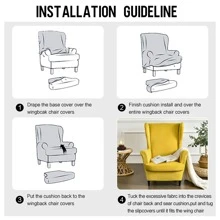 MIFXIN Wingback Chair Slipcover 2 Piece Set Velvet Stretch Wingback Chair Covers With Cushion Cover Soft Washable Armchair Furniture Protector For Living Room Bedroom - Màu vàng - Xem 7