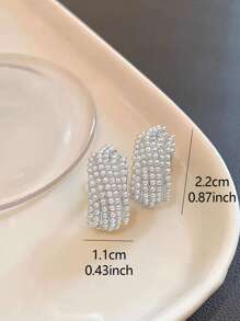 1pair Elegant Faux Pearl Stud Earrings - Silver - View 5