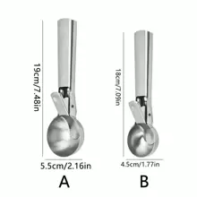 1 pieza de acero inoxidable Cucharada de helado con Cuchara de fruta , helado bola cavador , fruta cavador para sandía , cantalupo con papaya , fruta con helado Cuchara - Plateado - Ver 5