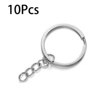 10入組/包25/28/30mm6色圓形打開圓環鑰匙圈帶尾巴鏈條和DIY首飾製作鑰匙圈 - 銠色 - 查看 1