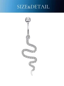 1入組蛇臍環適合女士S925純銀歐美風格女士們精細的首飾類禮品 - 銀色 - 查看 6