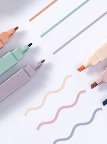 6pcs Sweet Salt Fluorescent Pen Set With Dual Head Light Color Highlighter Pen For Students - Multicolor - View 4