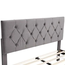 MERAX Queen Size Storage Bed Velvet Upholstered Platform Bed With A Big Drawer - Grey - View 8