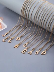 1條獨特極簡個性化的字母吊墜套頸項鍊,適用於女性 - 金色 - 查看 1