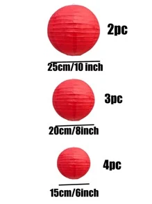 9PCS Red Round Paper Lanterns Wedding Party Holiday Decorations - Red - View 3