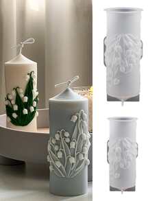 1入組百合花缸香薰蠟燭矽膠模具用於裝飾品、石膏和樹脂模具 - 白色 - 查看 1