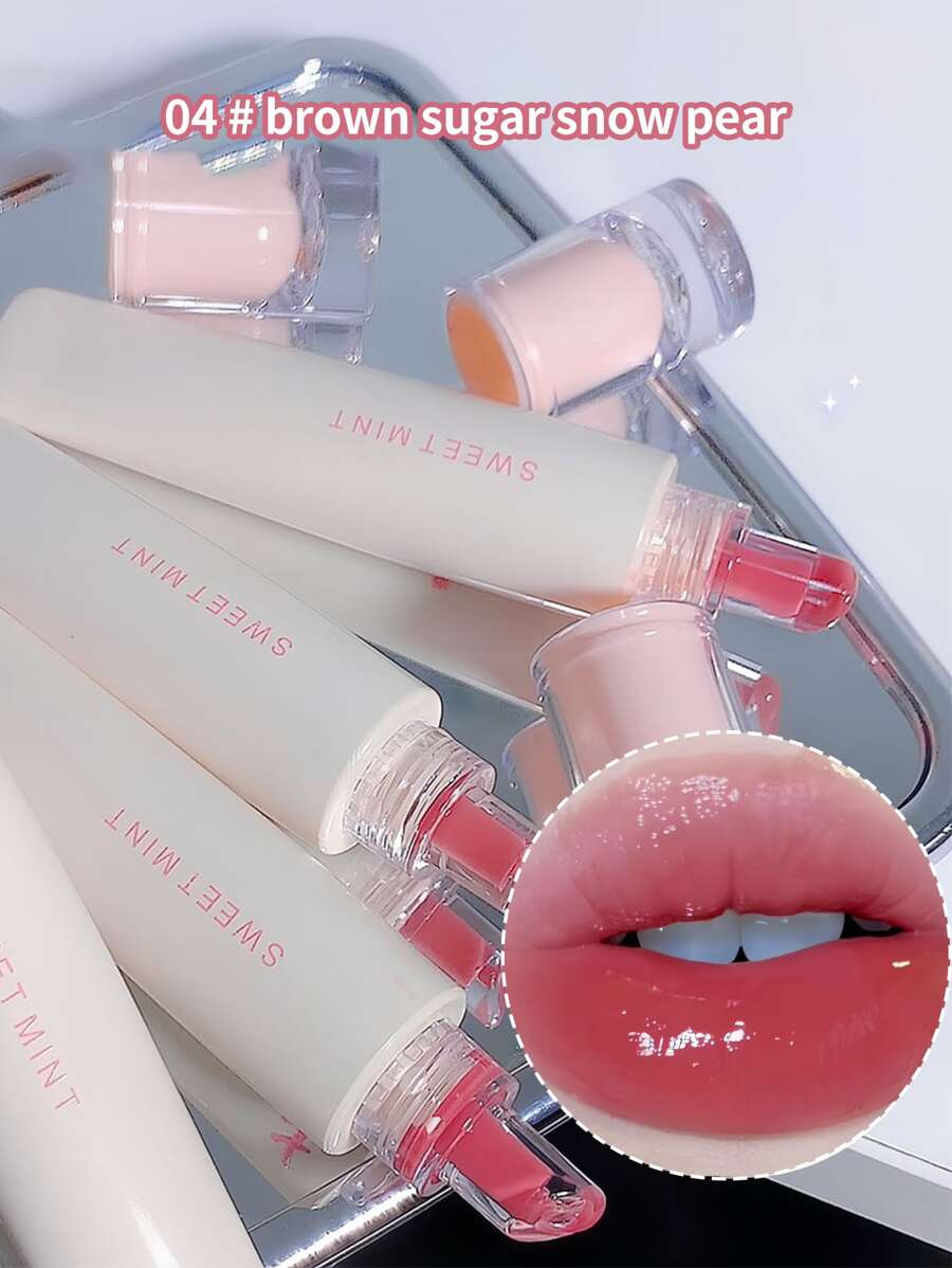 Sweet mint 單支保濕持久不粘膩果凍唇彩閃亮防水日常使用顯白提鮮不易掉色 - 玫紅色 - 查看 1