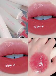 Sweet mint 單支保濕持久不粘膩果凍唇彩閃亮防水日常使用顯白提鮮不易掉色 - 玫紅色 - 查看 2