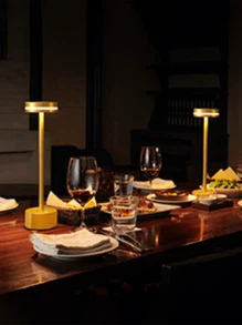 Portable Cordless Desk Lamp With Continous Dimming Control - Gold - View 2