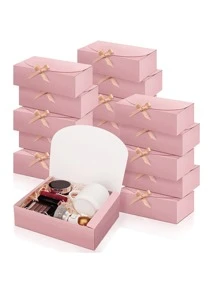 10pcs/5pcs/2pcs - White/Black/Pink/Brown Gift Box With Lid, Gift Box With Ribbon For Bridesmaid Proposal Box, Gift Box For Wedding, Birthday Gift, Shower Party And Other Parties, Valentine's Day Gifts, Valentine Day,Packaging, Birthday, DIY Making, Beauty Storage BOX,Graduation Gift Packaging, Wedding Party Decoration Box