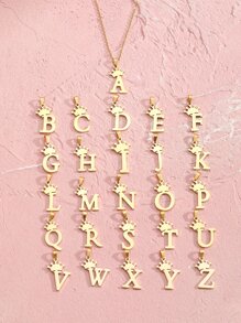1件可爱流行不锈钢皇冠26字母吊坠项链 儿童简约字母饰品项链 生日礼物 日常饰品 随机发货