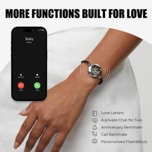 Totwoo Long Distance Touch Bracelet For Couples, Vibration & Light Up For Love Couples Bracelet | Long Distance Relationship Gifts For Girlfriend Bluetooth Pairing Jewelry - màu đen - Xem 4