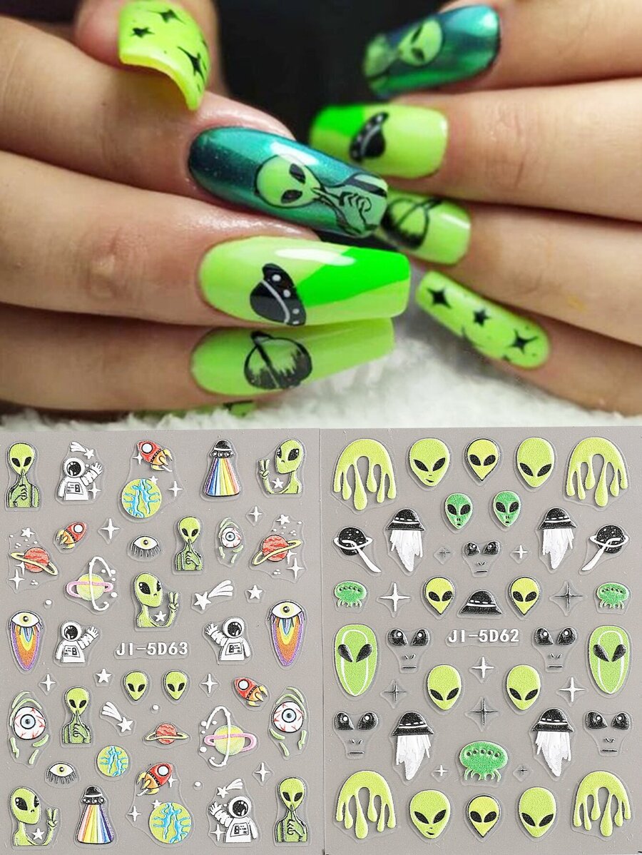 Calcomanías De Arte De Uñas De Halloween 5d Estereoscópicas En Relieve Con Diseño De Ovnis, Astronautas, Extraterrestres Deambulantes Espaciales, Autoadhesivas Para Suministros De Arte De Uñas Para Mujeres Y Niñas En Halloween, Decoraciones De Uñas Diy pegatinas de uñas
pegatinas uñas
uñas pegatina
calcomanías para uñas decoración de uñas pegatinas de uñas pegatinas para uñas etiqueta engomada