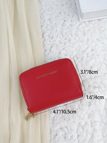 SOUTHLAND&KANGAROO 双拉链多功能零钱包字母图案多卡位卡片收纳盒卡片学校用品学校宿舍卡夹卡夹钱包名片夹信用卡夹卡片夹女士钱包迷你钱包钱包钱包卡片钱包 - 紅色 - 查看 4