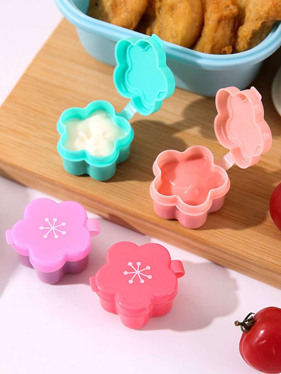 4pcs/Set Flower Pattern Sauce Bottles Takeaway Packaging Spice Boxes With Random Colors,Kitchen,Christmas Gift,School Supplies