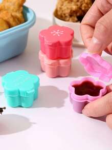 4pcs/Set Flower Pattern Sauce Bottles Takeaway Packaging Spice Boxes With Random Colors,Kitchen,Christmas Gift,School Supplies - Multicolor - View 7