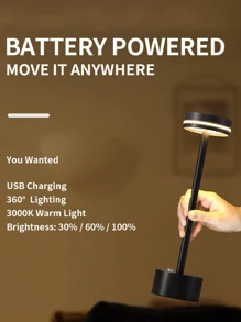 Portable Cordless Desk Lamp With Continous Dimming Control - Gold - View 6