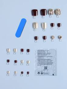 24pcs/Set Gold Pedicure Sandals With Rhinestone Design For Summer - Multicolor - View 2