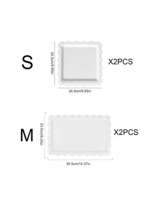 2 piezas Plato de frutas de estilo europeo de plástico, molde para mousses y plato para postres, bandeja para pasteles y tartas, bandeja de aperitivos con soporte para tazas, regalo de cocina para Navidad - Blanco - Ver 2
