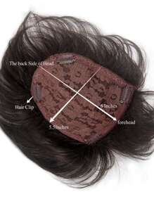 1pc Dark Color Short Hair Topper, Clip-In Hair Extension, Used To Cover White Hair - Black - View 3