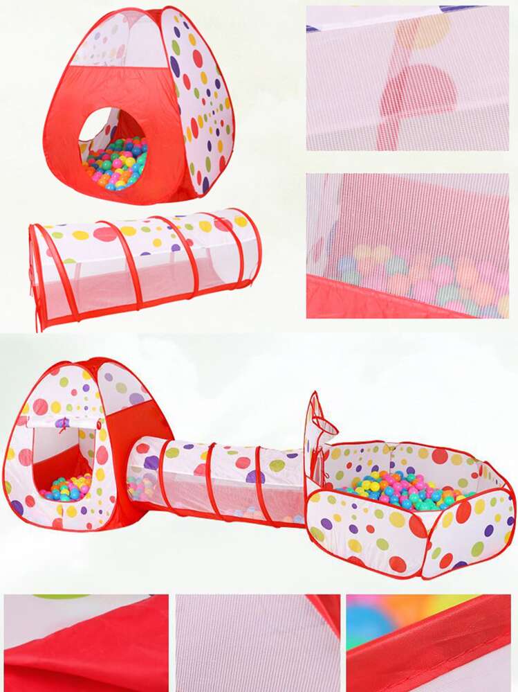 1 件 3 合 1 帐篷、游戏屋、海洋球池隧道，适合室内/室外/海滩使用（不含球） - 紅色 - 查看 3