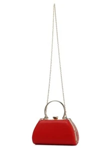 Red Clutch Bag Evening Purse - Red - View 4