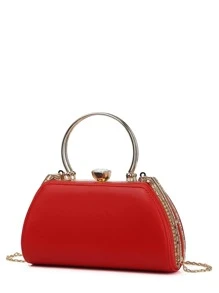 Red Clutch Bag Evening Purse - Red - View 3