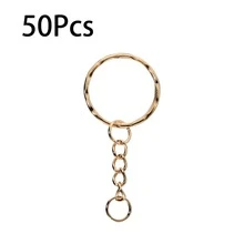 50 piezas/paquete redondo separando Llavero con enlace con saltar anillos para la fabricación de joyas de bricolaje Accesorios - Champán - Ver 1
