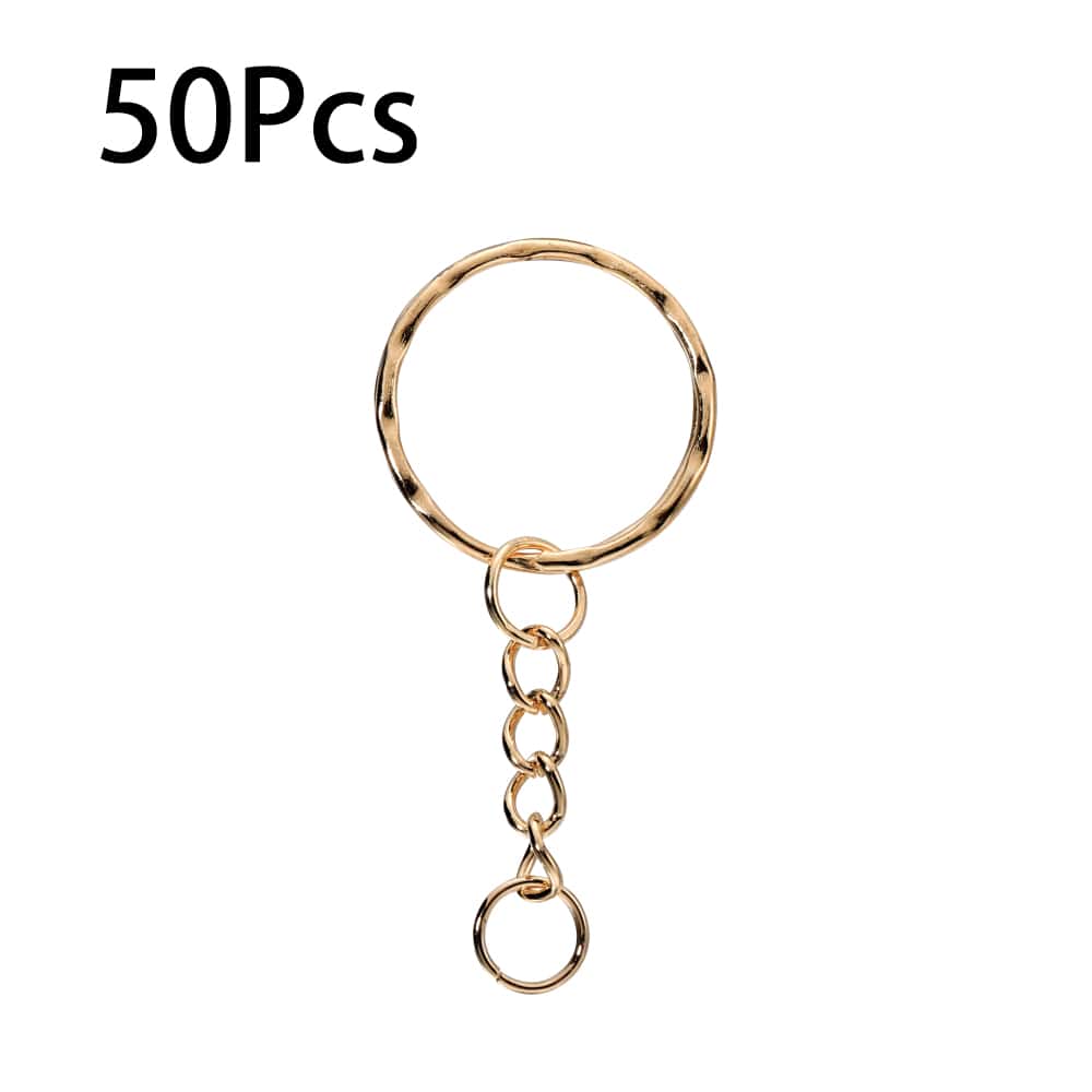 50 piezas/paquete redondo separando Llavero con enlace con saltar anillos para la fabricación de joyas de bricolaje Accesorios - Champán - Ver 1