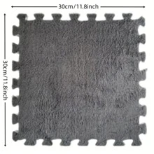 10pcs/pack Plush Foam Interlocking Puzzle Floor Mats, Soft Square Carpet For Home Decoration - Grey - View 11