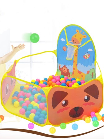 1 件可折叠儿童帐篷、六角形海洋球坑和篮球架游戏屋，适合室内/室外和露营玩耍（不含海洋球）