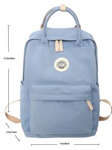 经典双肩包，纯色，多口袋设计，适合旅行、观光、度假 - 藍色 - 查看 3