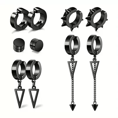5 cặp/bộ Từ tính Kẹp-on   Hoa tai Cho nam giới , Thép không gỉ Từ tính Trụ Non-Pierced Vòng khuyên tai Không giới tính