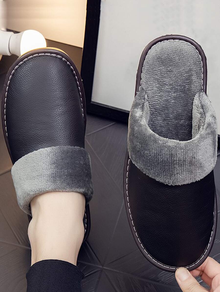 Dép đi trong nhà đế dày chống nước chống trượt cho nam, thích hợp sử dụng tại nhà trong mùa thu đông - màu đen - Xem 1