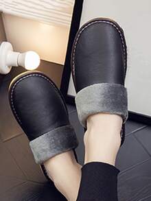 Dép đi trong nhà đế dày chống nước chống trượt cho nam, thích hợp sử dụng tại nhà trong mùa thu đông - màu đen - Xem 2