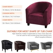MIFXIN Tub Chair Slipcover Velvet Club Chair Covers Spandex Elastic Armchair Couch Cover Sofa Furniture Protector For Living Room Hotel Bar Counter - 酒紅色 - 查看 5