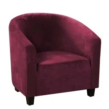 MIFXIN Tub Chair Slipcover Velvet Club Chair Covers Spandex Elastic Armchair Couch Cover Sofa Furniture Protector For Living Room Hotel Bar Counter - 酒紅色 - 查看 1