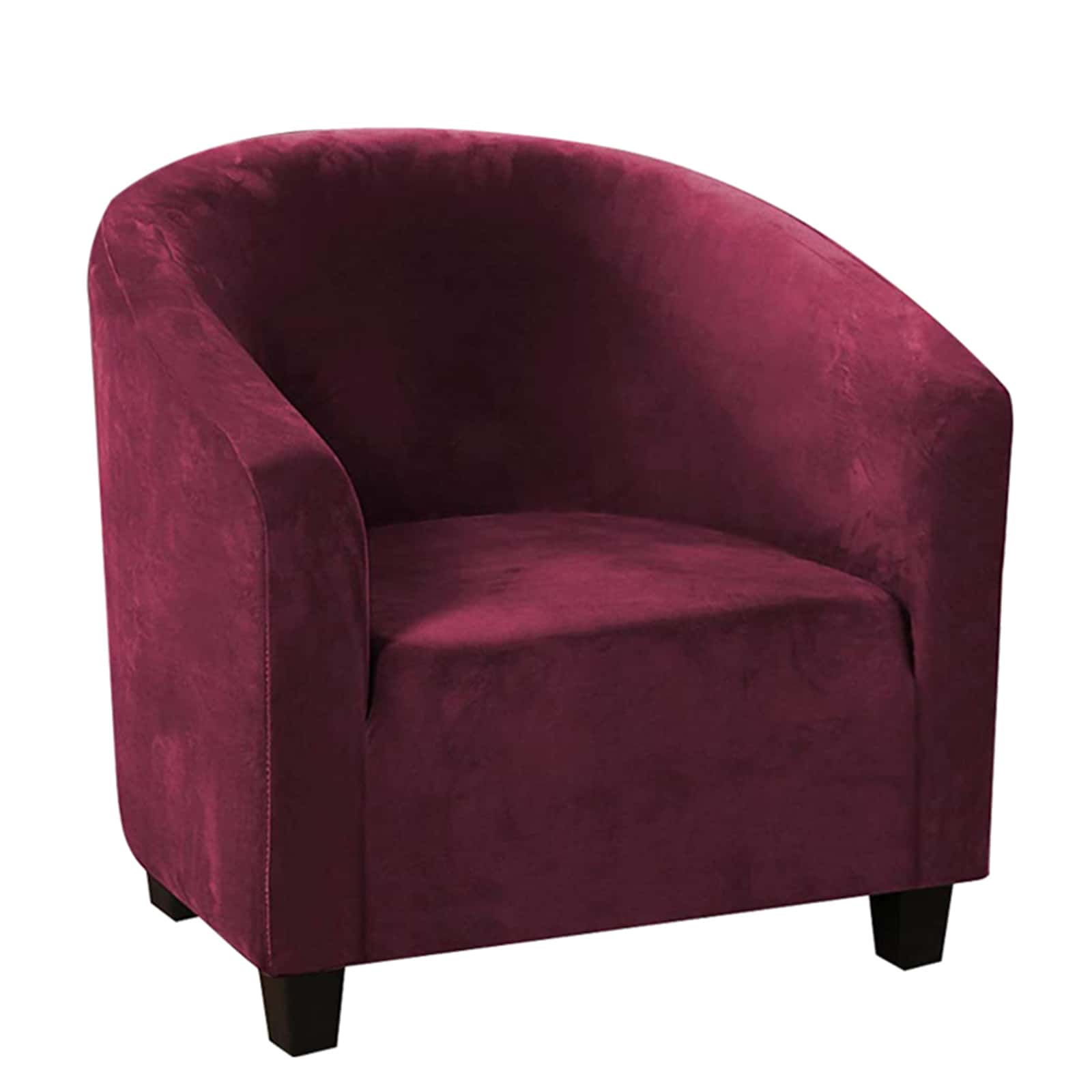 MIFXIN Tub Chair Slipcover Velvet Club Chair Covers Spandex Elastic Armchair Couch Cover Sofa Furniture Protector For Living Room Hotel Bar Counter - 酒紅色 - 查看 1