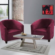 MIFXIN Tub Chair Slipcover Velvet Club Chair Covers Spandex Elastic Armchair Couch Cover Sofa Furniture Protector For Living Room Hotel Bar Counter - 酒紅色 - 查看 9