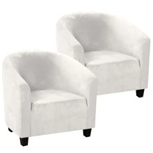 MIFXIN Tub Chair Slipcover Velvet Club Chair Covers Spandex Elastic Armchair Couch Cover Sofa Furniture Protector For Living Room Hotel Bar Counter - 白色 - 查看 2
