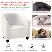 MIFXIN Tub Chair Slipcover Velvet Club Chair Covers Spandex Elastic Armchair Couch Cover Sofa Furniture Protector For Living Room Hotel Bar Counter - 白色 - 查看 7