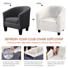 MIFXIN Tub Chair Slipcover Velvet Club Chair Covers Spandex Elastic Armchair Couch Cover Sofa Furniture Protector For Living Room Hotel Bar Counter - 白色 - 查看 4