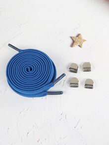 2入組彈性&舒服的滌綸系帶鞋帶適用於休閒和運動鞋 - 霧霾藍 - 查看 2