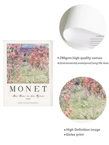 1pc Claude Monet Canvas Wall Art, Impressionist Modern Art, Art Print on Canvas, Art for the Home, National Gallery Murals, Art Painting on Canvas, Wall Decor, Unframed - Green - View 4