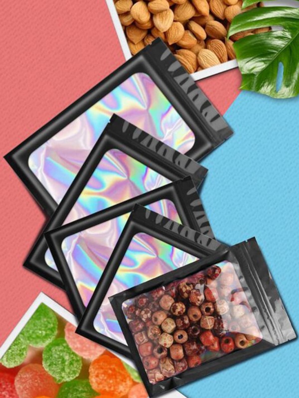 20 Peças/conjunto De Bolsas A Laser Coloridas, Bolsas Autoadesivas Para Embalagens De Jóias, Presentes, Alimentos E Doces, Em Preto E Rosa