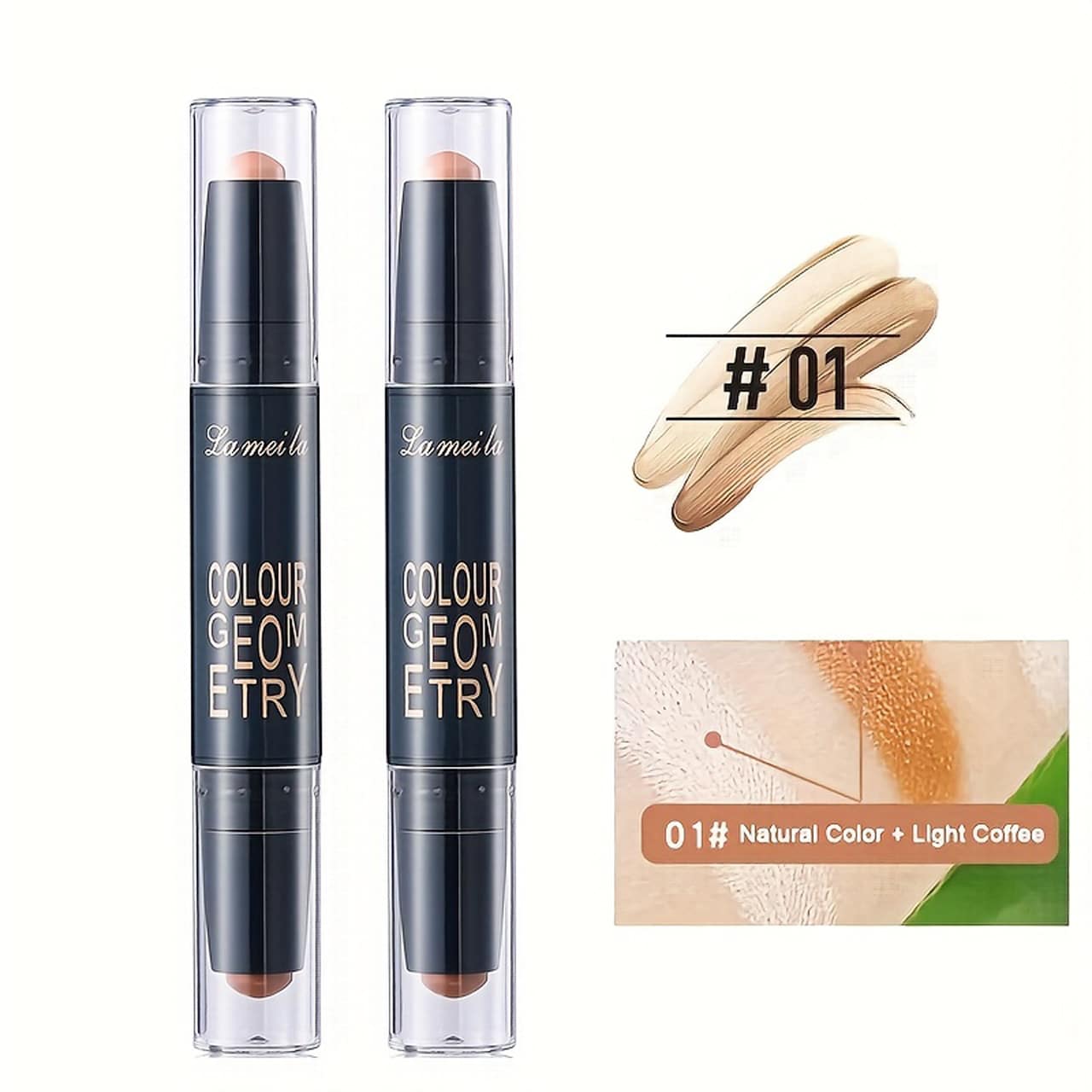 2Color Double Headed Contouring Penn, Highlighter Concealer Stick, Natural Stereoscopic Facial