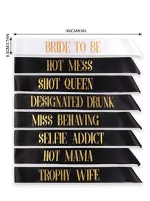 Hen Party Bachelore Sash Set (12 Pcs) 1 White Bride To Be Sash Bachelore Sashes For The Bride Tribe - Amazing Bridal Shower Party Favors,Christmas - Multicolor - View 3
